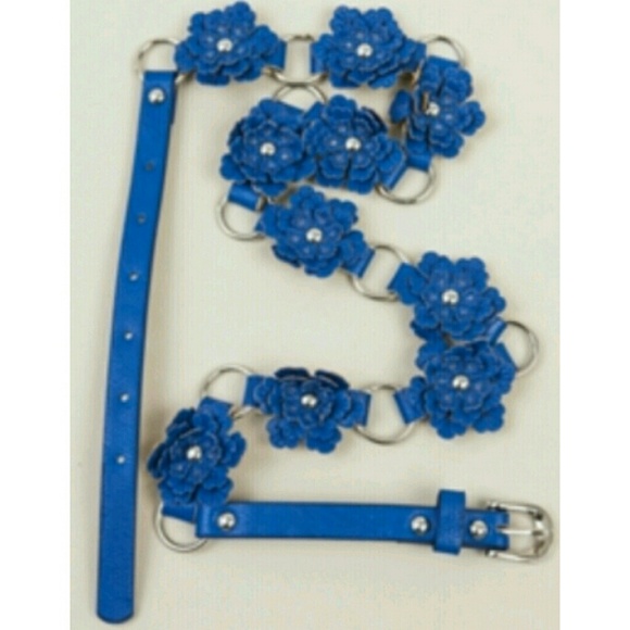 Blue Linked Flower Belt - Picture 1 of 3